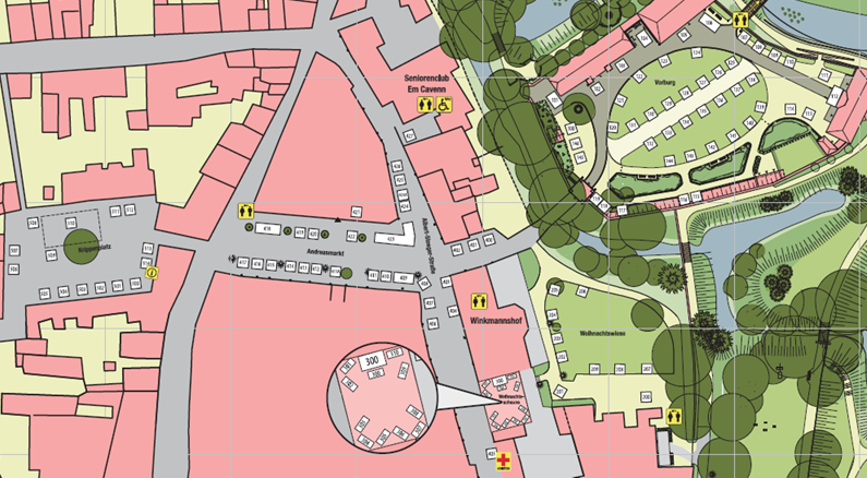 Lageplan des Linner Weihnachtsmarktes Lageplan